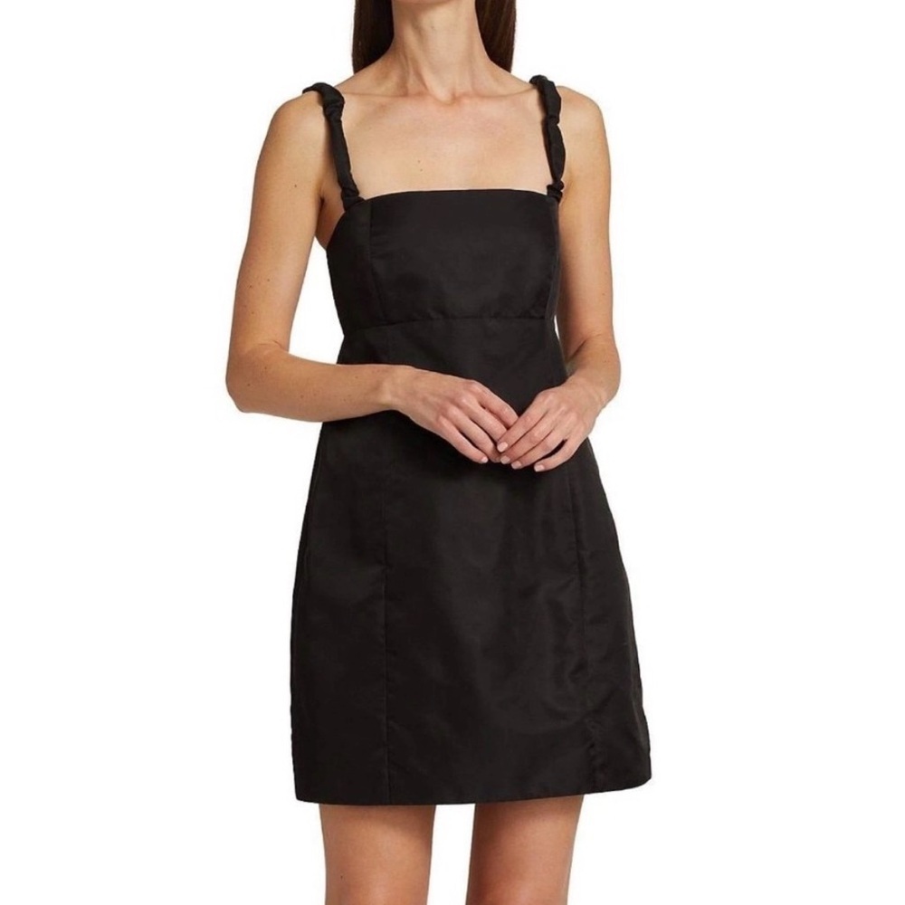 GANNI Nylon Mini Dress Ruched Straps Size 38